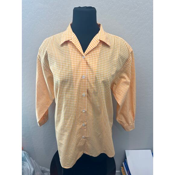 GAP | Y2K Vintage Fashion Yellow Gingham Button Down Long Sleeve Top | Small - Picture 2 of 6